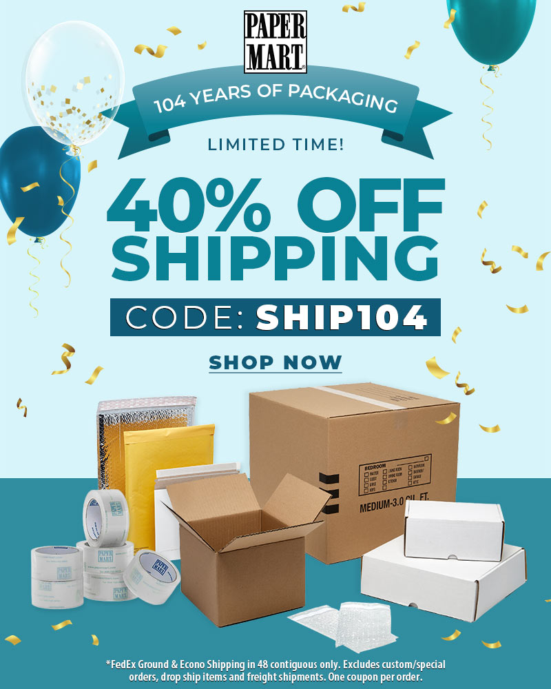 104 years of packaging - code ship104 shop now 