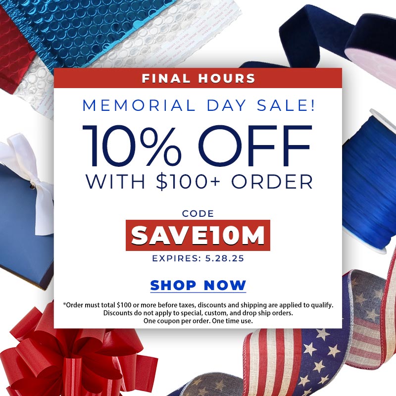 Memorial Day Sale! 10% Off w/ $100+ Order - SAVE10M - Expires 5/28/25